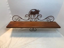 Vintage Rustic Country Style Wood Metal Moose Wall Wildlife Shelf Primitive  24"
