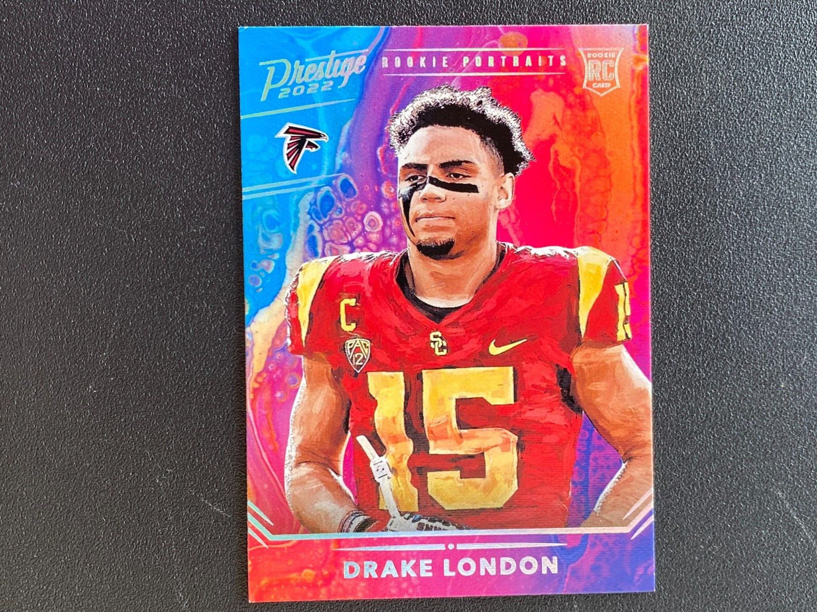 Drake London 2022 Prestige Rookie Portraits RC SSP CASE HIT USC Trojans Falcons