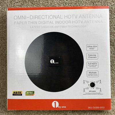HDTV Antenna 1By One 0.02  Paper Thin Digital Indoor Ultra Thin Lightweight NEW