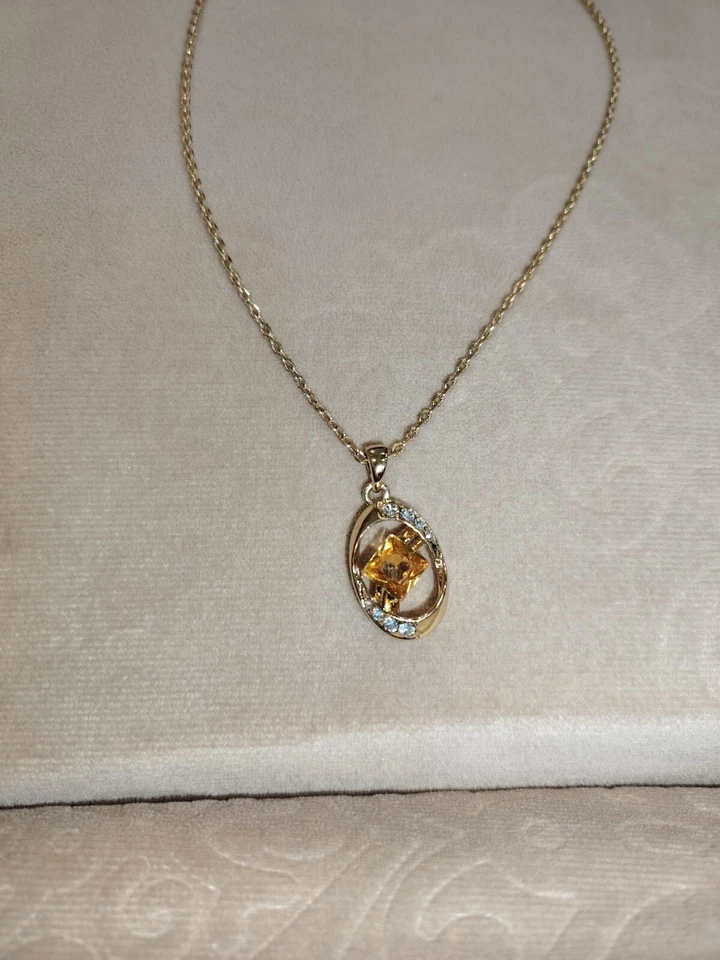 viennois collar color oro y piedra preciosa zafiro amarillo natural Foto 4 de 4