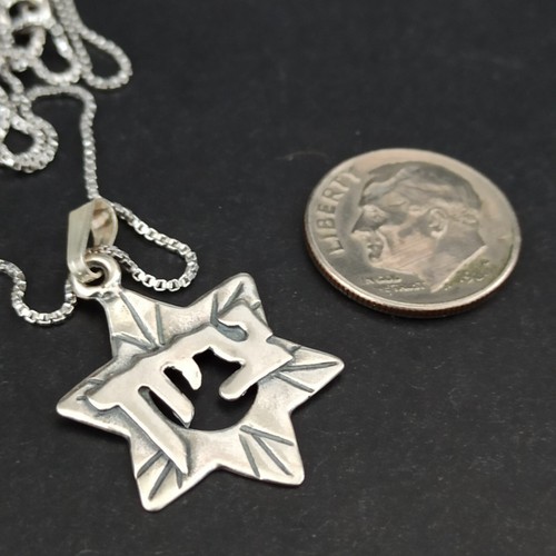 Men's Star of David Zion Necklace Vintage Silver 925 Hebrew Letters Gift Box VTG - Picture 5 of 19