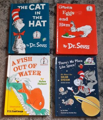 Lot of 4 Dr. Seuss Books: Cat In The Hat, Green Eggs & Ham, Fish Out Water