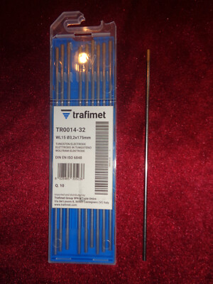 10 Stk. trafimet Wolfram Elektrode, WL15 3,2x175mm, schweißen, gold