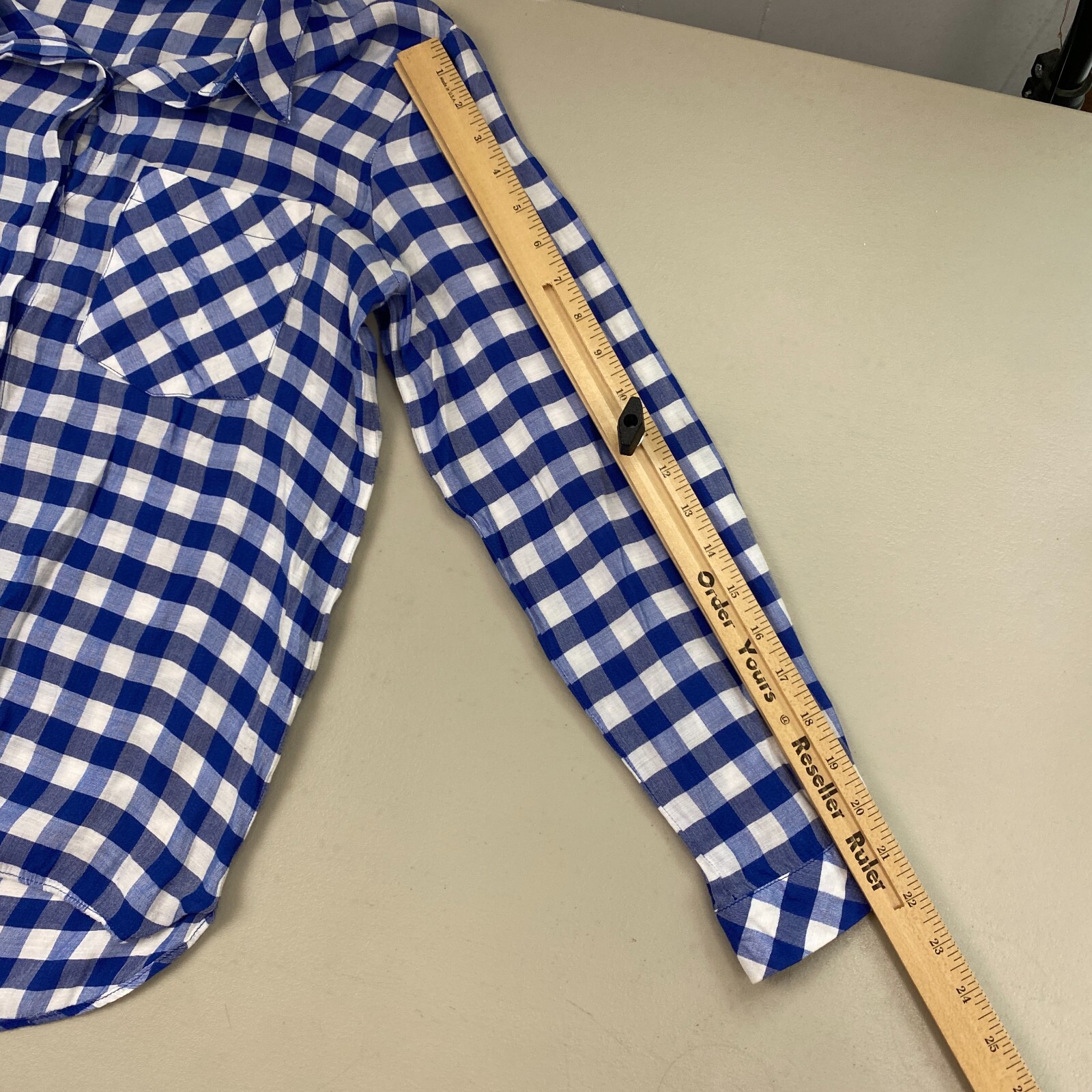 Zara Basic Top Medium Womens Buffalo Plaid Button… - image 7