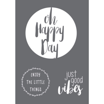 Schablone Siebdruck selbstklebend Happy Day A4 Schriftzug sunshine enjoy smile