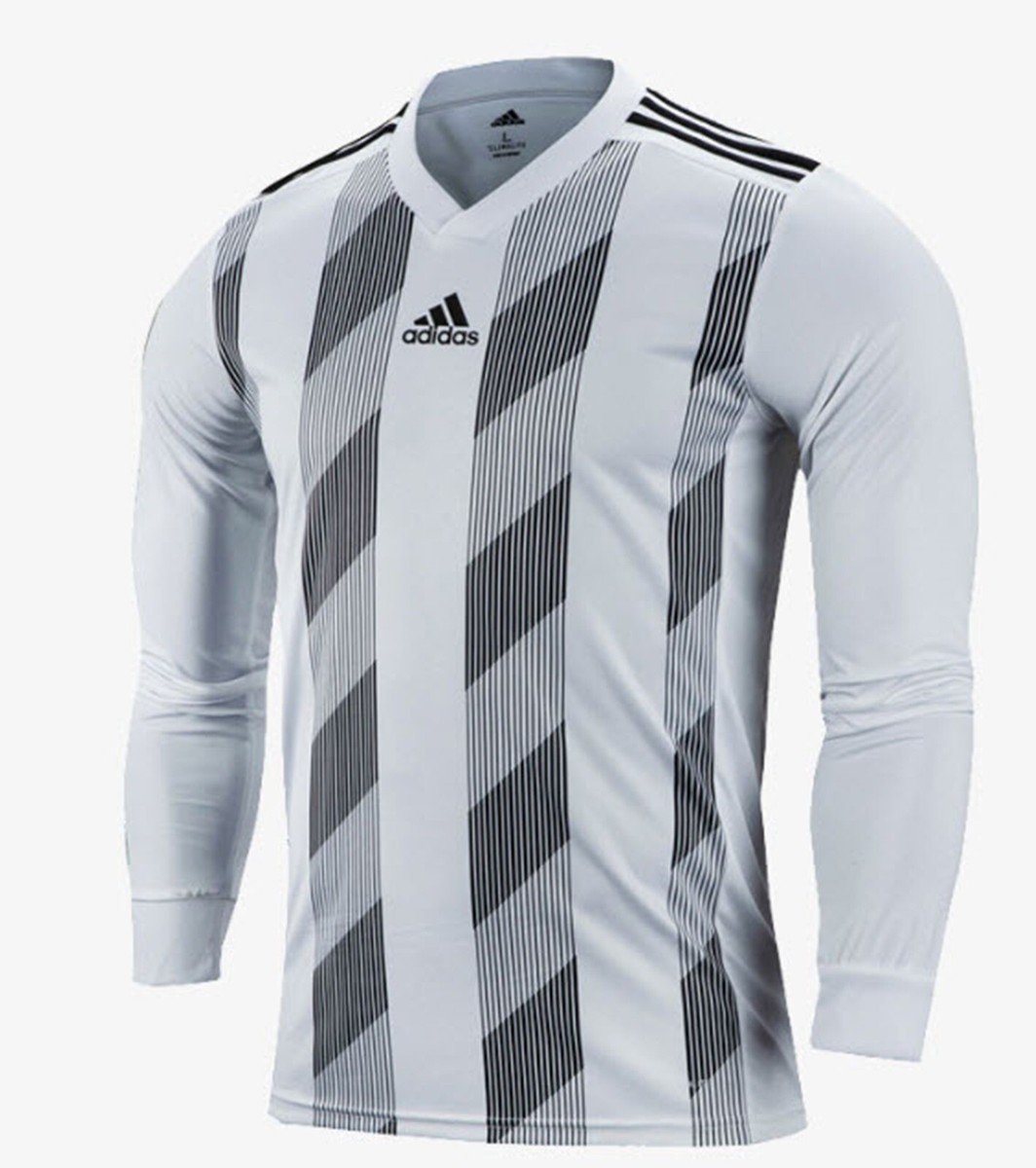 Adidas Men STRIPE 19 Shirts L/S Soccer Run White Casual Tee Shirt