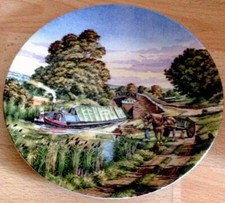 Royal Worcester Porcelain / Canal Scene The Meeting Ltd Edition Waterways Plate 