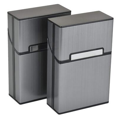Aluminium Zigarettenetuis von eLander [2er/Set  Grau] Magnetisierte Deckel