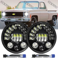 7inch Round Led Headlights Hi-low Beam Drl For Chevy Camaro C10 C20 Pickup Truck