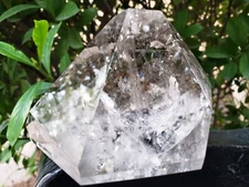 Stunning High Quality Clear Garden Quartz Semi-Polished Free Form Pyrite Rainbow