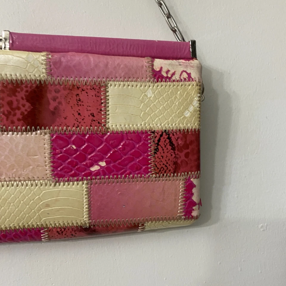Bolso sin asas vintage Y2K retazos PInk Bimbo cocodrilo piel de serpiente McBling Foto 3 de 4