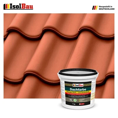 ISOLBAU Dachfarbe Ziegelrot 7 kg Sockelfarbe Fassadenfarbe Dachbeschichtung RAL Farbe