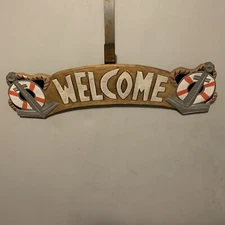 Welcome Sign Beach Anchors Seaside Ocean Nautical