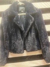 NWOT Women "BLANKNYC" faux fur dark navy blue, jacket Size Small