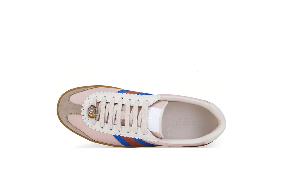 Gucci G74 Web Leather And Suede Casual Sneakers Women's Pink