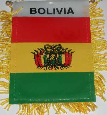 BOLIVIA MINI BANNER FLAG GREAT FOR CAR & HOME WINDOW MIRROR HANGING