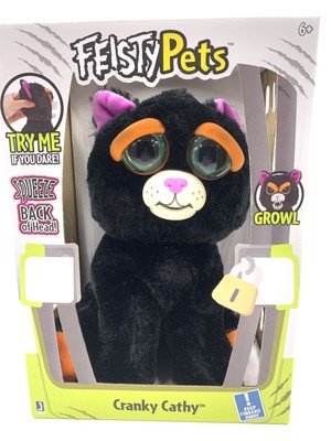 Feisty Pets Black Cat Cranky Cathy Plush Squeeze Back of Head For a Growl Face 191726003434 | eBay