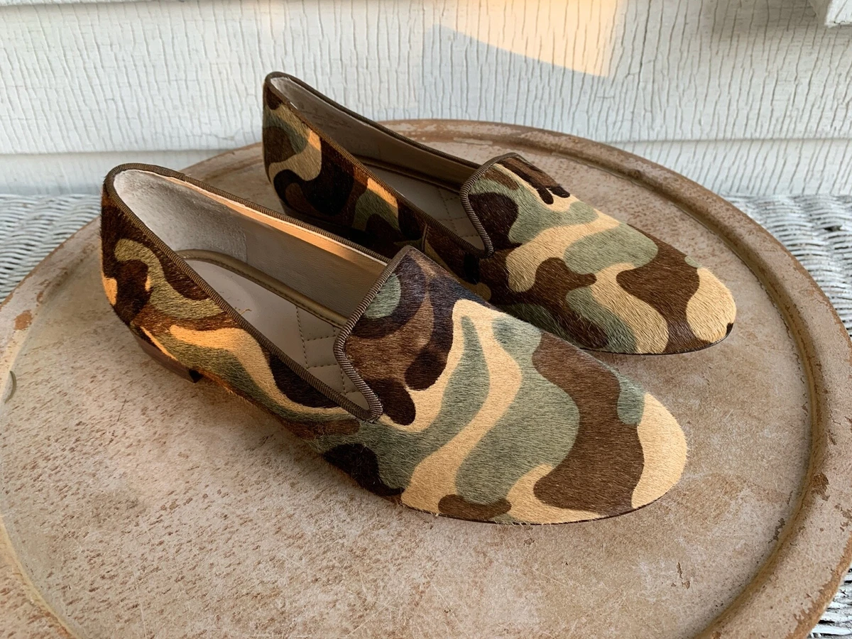 NEW J MCLAUGHLIN JAX HAIR CALF CAMO CAMOUFLAGE PRINT LOAFERS FLATS SHOES SIZE 7