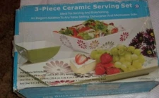 3 - PIECE CERAMIC SERVING SET NEW  IN  BOX