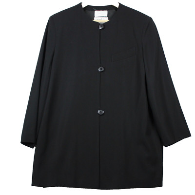 Maska Italy Women's Button Front Suit Jacket Size 8 Solid Black