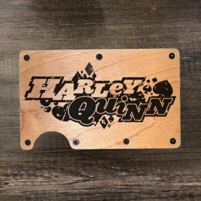 Harley Quinn - Slim Minimalist Wallet - Laser Engraved Wood Wallet