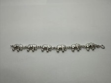 5" Sterling Silver 925 Elephant Linked Bracelet, 8.6g