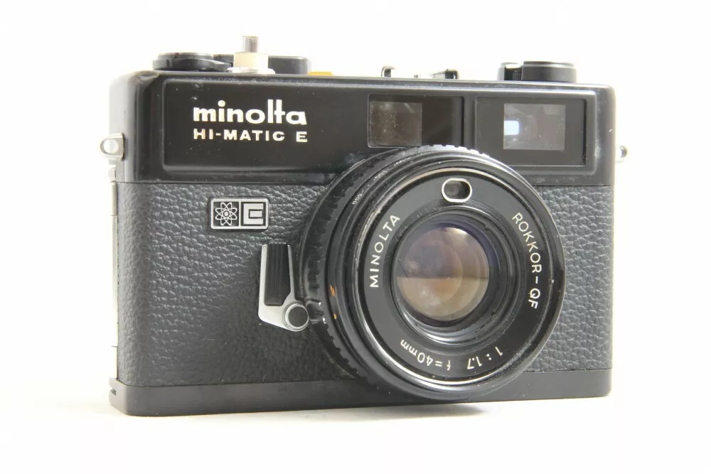 Minolta Hi Matic E Black Rangefinder Film Camera from Japan 3485