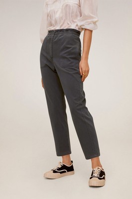Mango-Elastic Waist Trousers-Women s Size: Small-Color: Gray-NEW!!