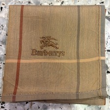 CLASSIC MEN HANDKERCHIEF VTG COTTON BEIGE BROWN CHECK POCKET SQUARE17" ART M223
