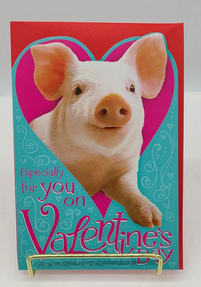 Happy Valentine’s Day Greeting Cards 1 Pk Of 10 Pig  Hamster Hearts NEW 3 Design - Image 2 of 4