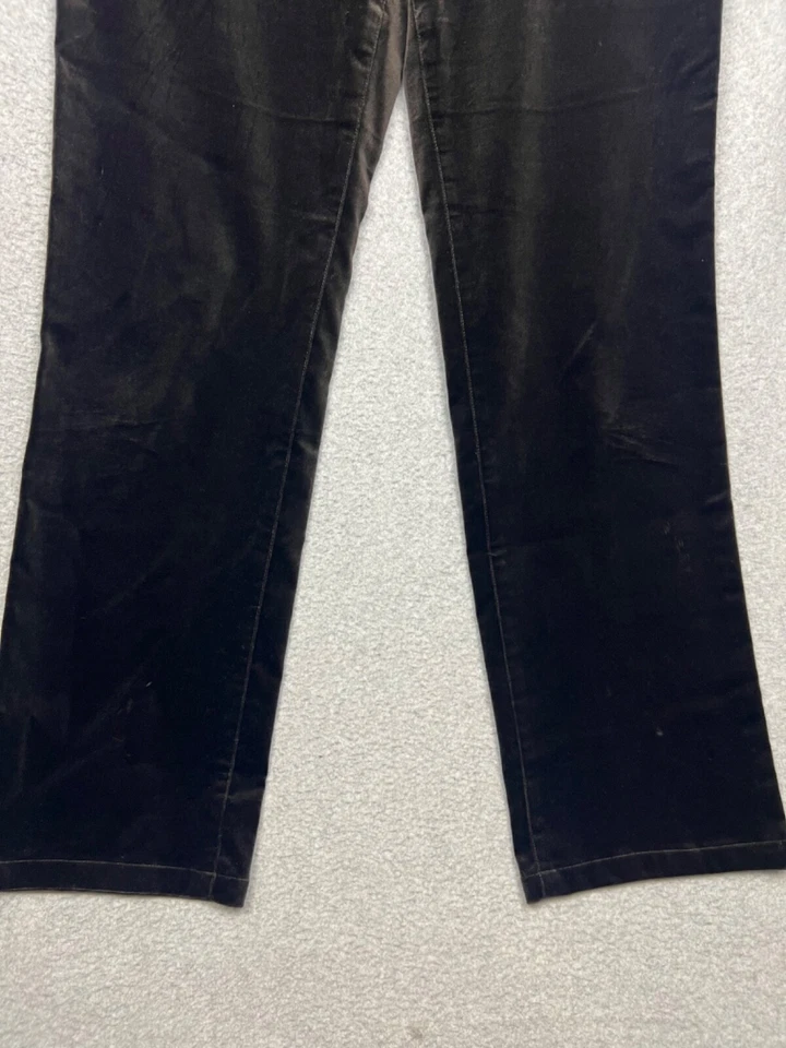 Ellen Tracy Velvet High Rise Straight Leg Pants 10 Dark Brown Simple Minimalist - Image 4 of 4