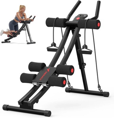 Ab Machine, Adjustable Dual Track Ab Trainer Machine, Ab Workout Equipment for H