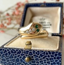 1.2Ct Round Lab Created Emerald Snake Wedding Womens Ring 14k Yellow Gold Plated