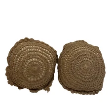 Bed Couch Decorative Throw Pillows Tan Jute Crochet Boho Farmhouse Circle Round