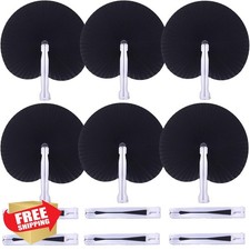 Bestage 20 Paper Folding Hand Fans Black Round Wedding Bridal Party Favors Ch...