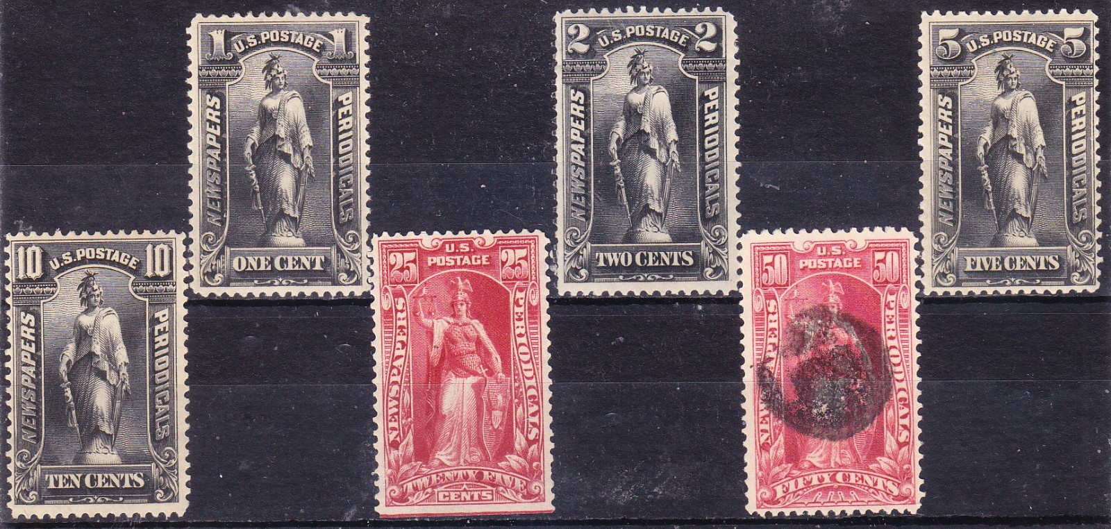 US Scott PR114-PR119 old 1c-50c Newspapers & Periodicals stamps M/H/OG ...