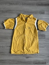 Hilton Vintage 70's Yellow Chain Stitch Button-Up Bowling Shirt Size Small