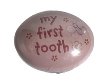 "My First Tooth" Pink Oval Ceramic Keepsake Trinket Box- New