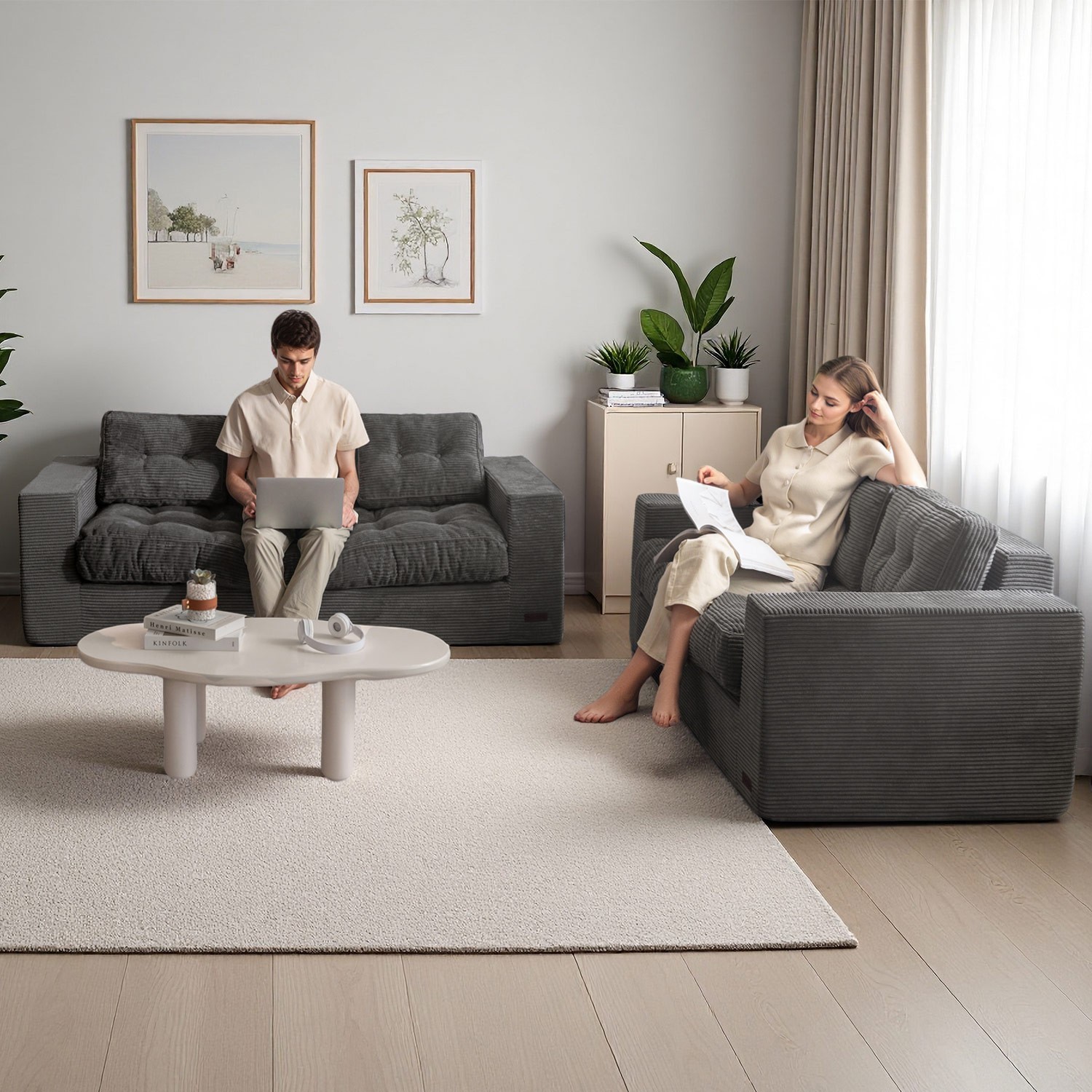 MAXYOYO Bean Bag Chair Sofa,Giant Boneless Couch with Tufted Cushion & Backrest