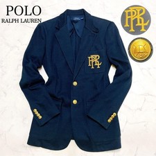 Polo Ralph Lauren Navy Blue Knit Blazer L Gold Button Unisex Vintage Condition
