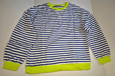 Blue White Striped Oversized Crew Neck LS Lightweight Sweatshirt Women Sze S NWT