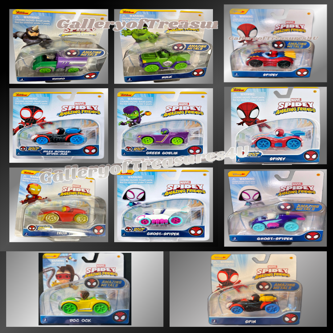 Spidey & Amazing Friends Metals Race Car Miles Spin Rhino Hulk Doc