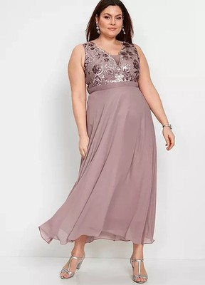 Freemans Rosenholz Pink Chiffon Maxikleid Plus Größe UK 18 (fm187-9)