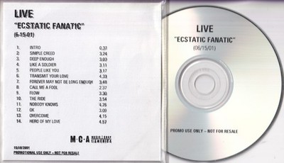 00s Rock LIVE ecstatic fanatic Rare 2001 UK Promo CD Album VG
