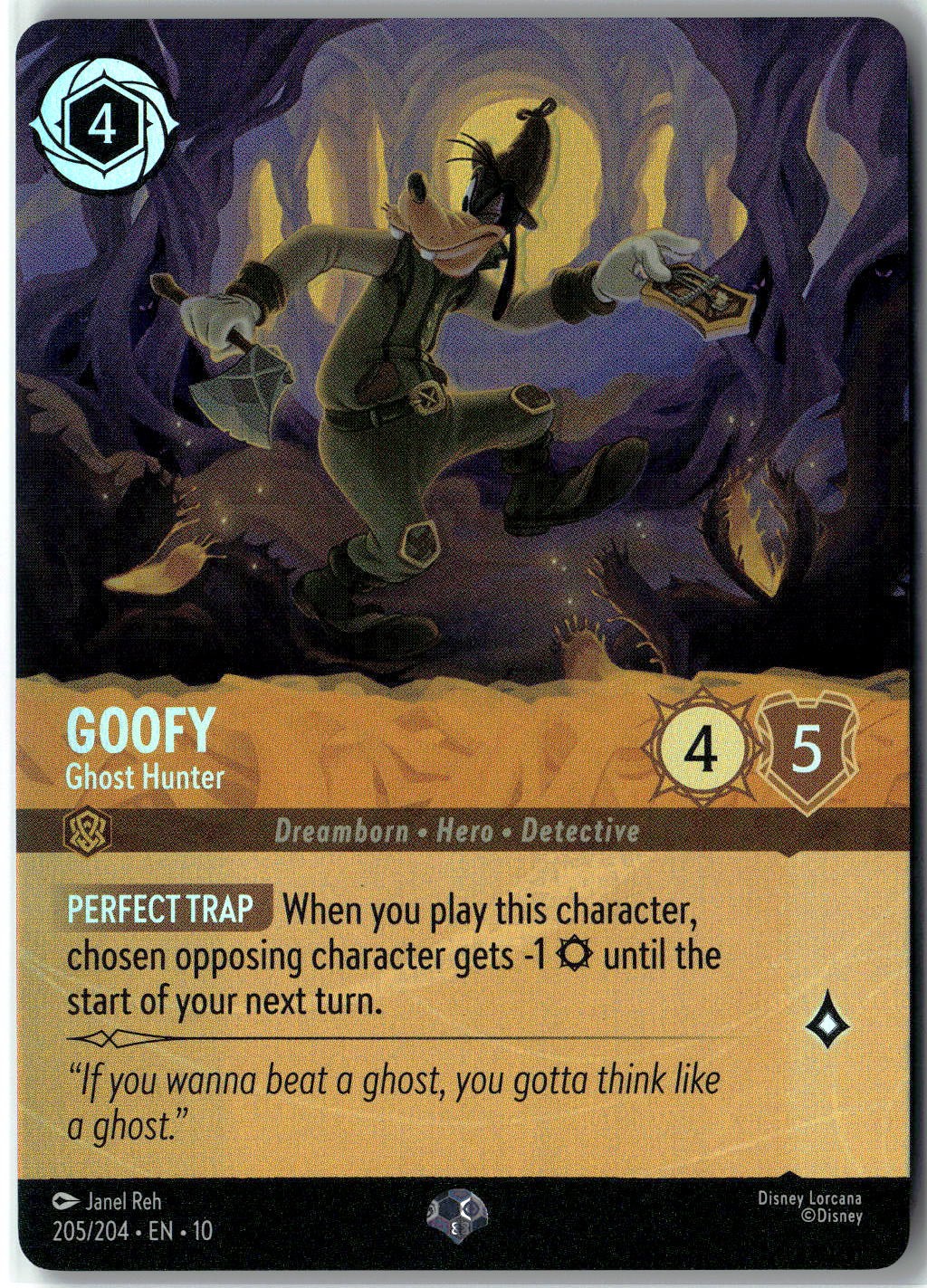 Disney Lorcana TCG Goofy - Ghost Hunter 205/204 Epic Foil Whispers In The Well