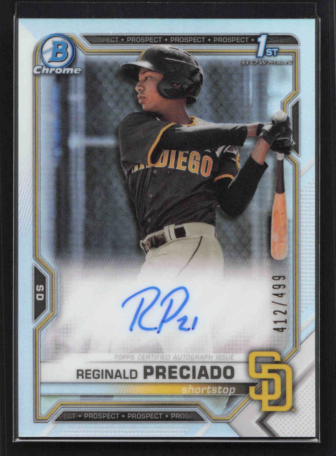 2021 Bowman Chrome Reginald Preciado 1st Prospect Autographs Refractor /499