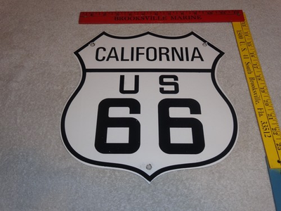 #ad #ad VINTAGE CALIFORNIA ROUTE UNITED STATES U.S. 66 PORCELAIN METAL GASOLINE OIL SIGN $119.99