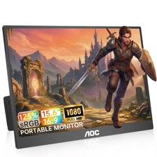 AOC Portable Monitor 15.6'' FHD 1080P IPS 125 sRGB, USB-C HDMI Travel Monito...