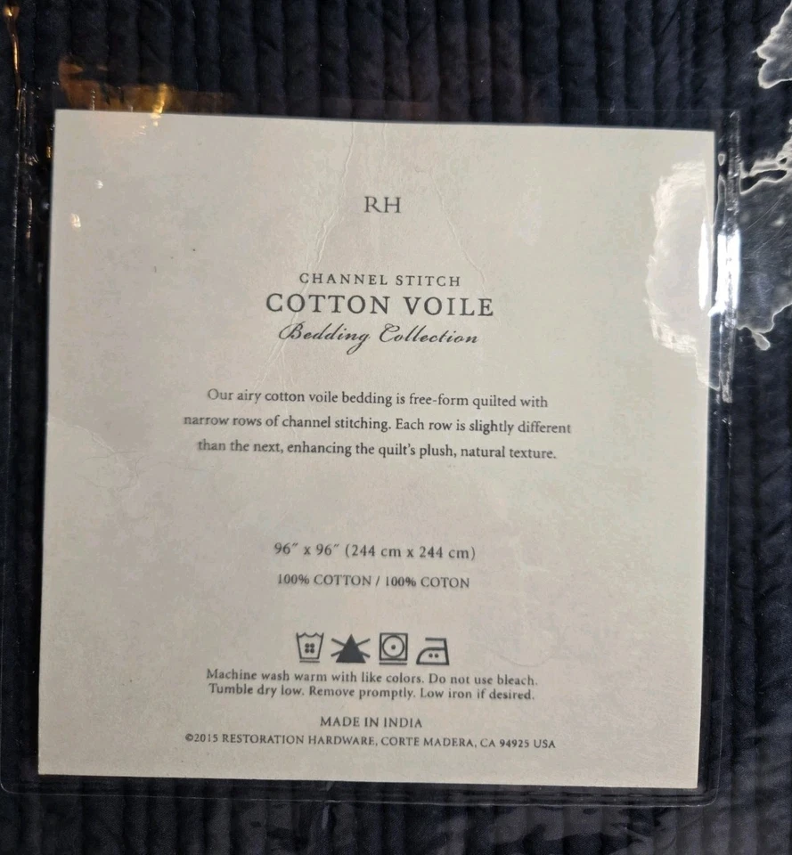 NUEVO CON ETIQUETAS Restauración Hardware Punto de Canal Algodón Voile Completo/Reina Cobertor Índigo Foto 4 de 4