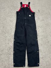 Vintage Carhartt Overalls Men 36X32 Double Knee Insulated Winter USA Made R04BLK